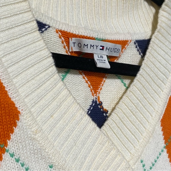 Vintage Tommy Hilfiger Sweater Vest Diamond Pattern Large - Picture 2 of 4